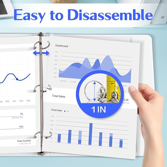 Deli 1-inch 3 Ring Binder with 2 Interior Pockets, 175 Sheets Capacity, 1 inch Binders fits 11" x 8.5" US Letter Size, White, 6 Pack