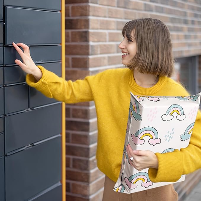 Poly Mailers 10x13 Inch 100 Pcs - Rainbow Printed Shipping Bags, 2.4mil Thickness, Waterproof and Tear Resistant Mailing Envelopes, Self-Sealing Packaging Bags for Small Business