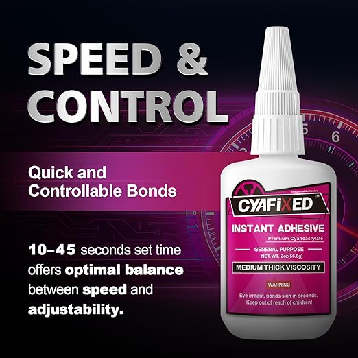 Super Glue Liquid, Instant Clear Cyanoacrylate Medium Thick Viscosity Adhesive, Food Safe CA Glue for Shoe Repair Leather Ceramic Plastic Glass Metal Wood Aquarium Porcelain Rubber Pottery Model Craft