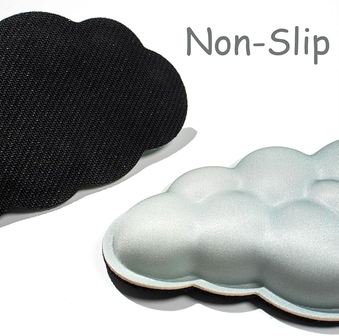 Cloud Wrist Rest Keyboard, 2 Pack Cloud Keyboard Wrist Support Set, Breathable Memory Foam Wrist Rest for Computer Keyboard, Green Desk Accessories for Office Gaming Computer(White Green Gradient)