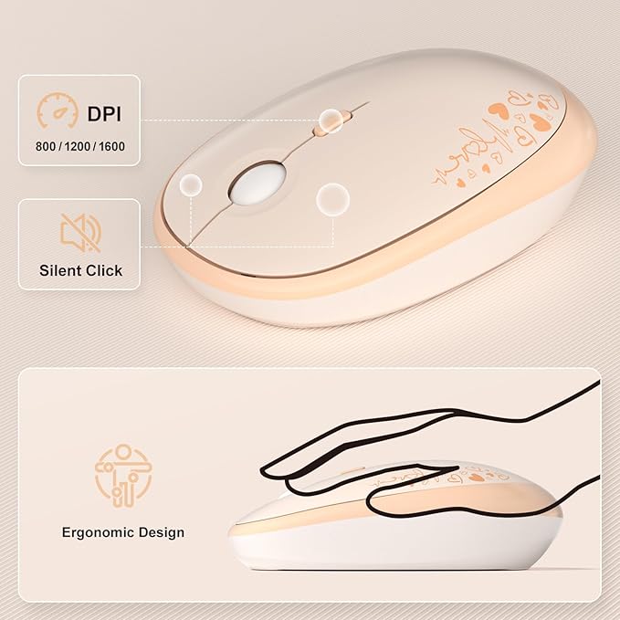 MOFII Wireless Keyboard and Mouse Combo, Cute Full Size Retro Typewriter Keyboard and Wireless Mouse, 2.4GHz Set for PC/Desktop/Laptop/Windows (Yellow Colorful)