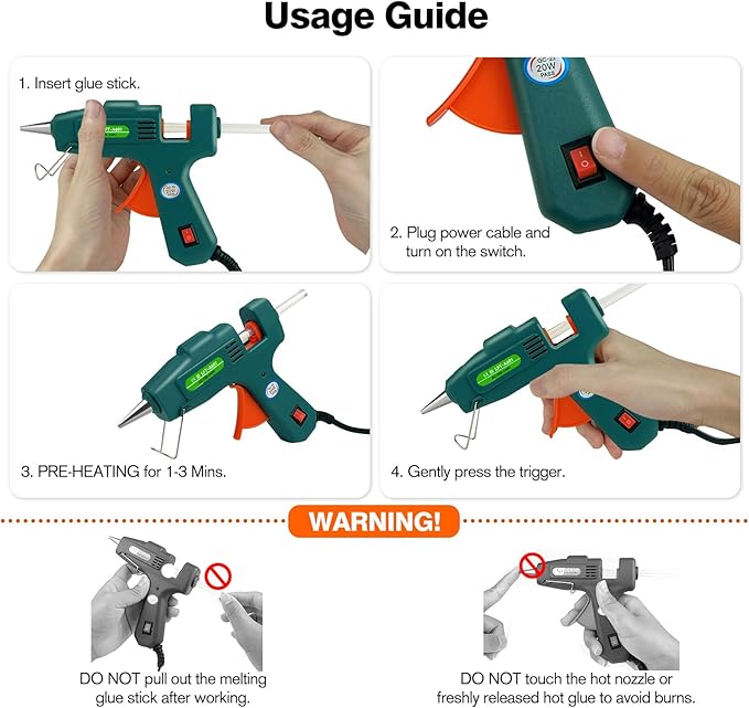 Hot Glue Gun with 30 Glue Sticks, Fast Preheating Hot Melt Gun, Mini Glue Gun Kit for Kids DIY School Craft Projects and Quick Home Repairs, 20W Green