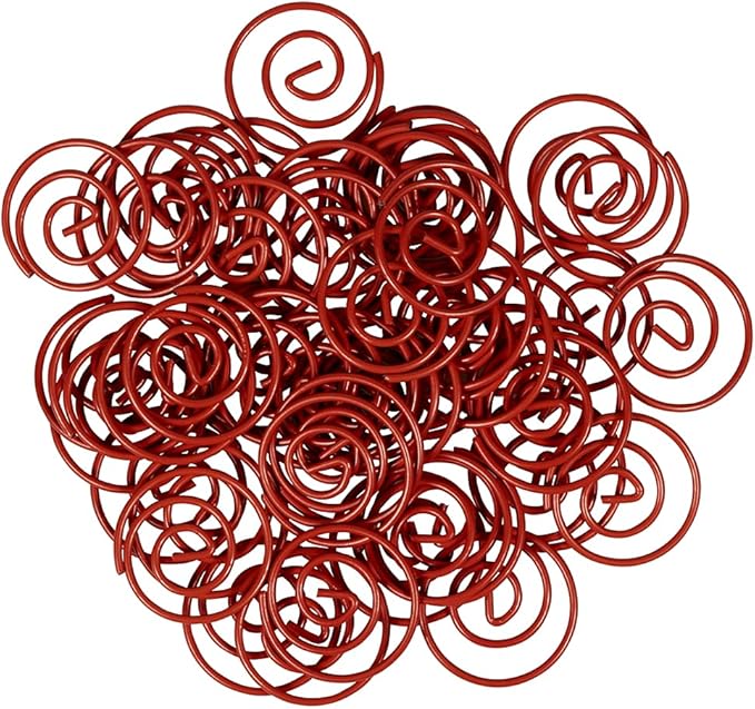 JAM PAPER Circular Paper Clips - Round Paperclips - Red - 50/Pack