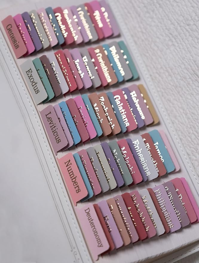 UPAFEXXI-Laminated Bible Tabs (Gold Foil Embossed Lettering), Bible Tabs for Women and Men, Reposition Large Print Stickers, Easy to Read and Apply, 80Chapters Labels for Easy Navigation