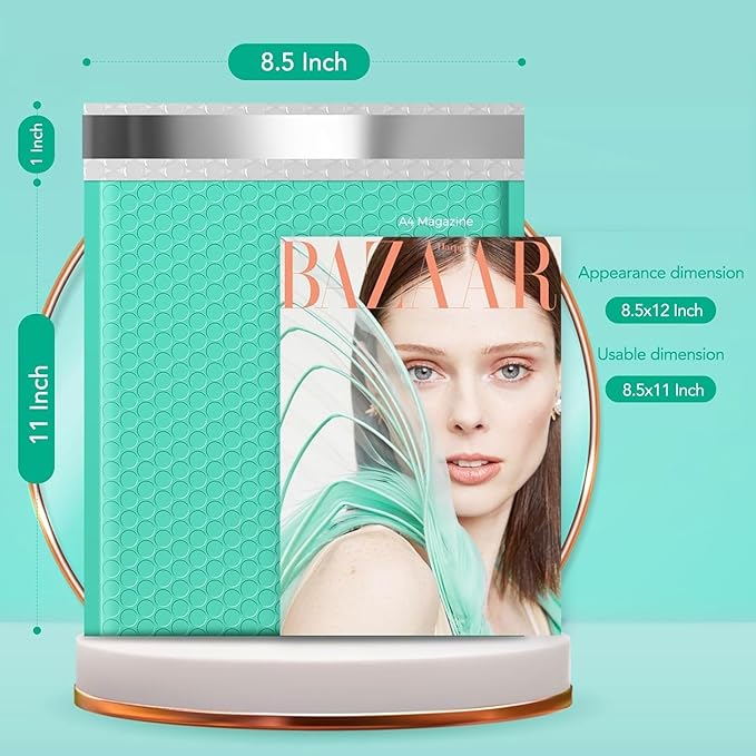 Fuxury Bubble Mailers 8.5x12" Teal Padded Envelopes 6000 Pack Bulk Strong Adhesion Full Pallet of Padded Mailers Thick Bubble Envelopes for Small Business Mailing Books Clothes Makeup Supplies