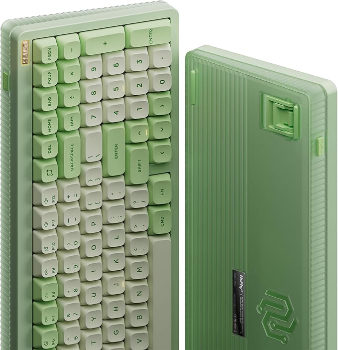 nuphy Halo96 V2 Wireless Keyboard,Gasket Structure,96% Hot Swappable Gaming Keyboard, 99 Kyes RGB Backlit Mechanical Keyboard, Support QMK/VIA,Bluetooth/USB-C/2.4GHz-Green,Mint Switches (37gf).