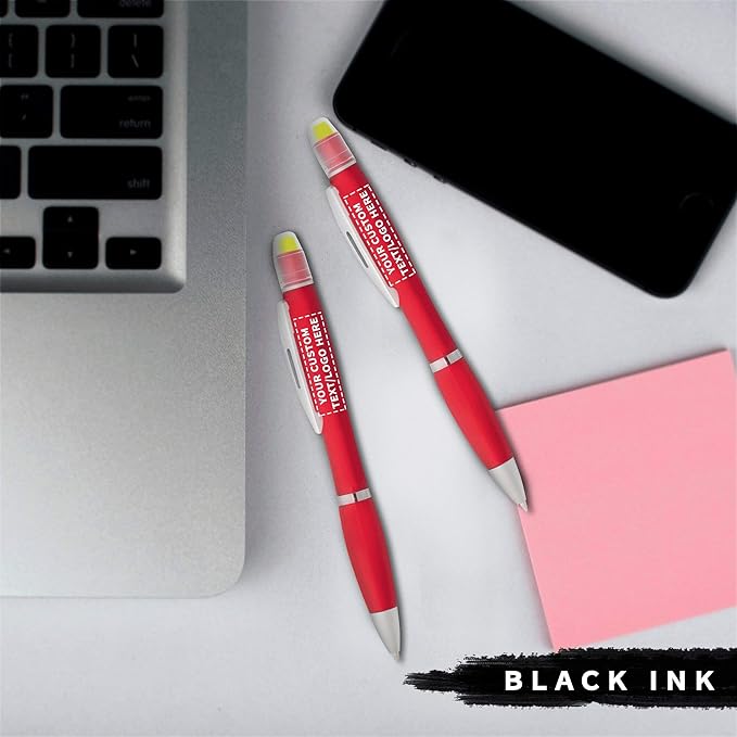 DISCOUNT PROMOS 10 Marathon Gel Highlighter Pens Pack - Customizable Text, Logo - Twist Mechanism, Ballpoint - Red