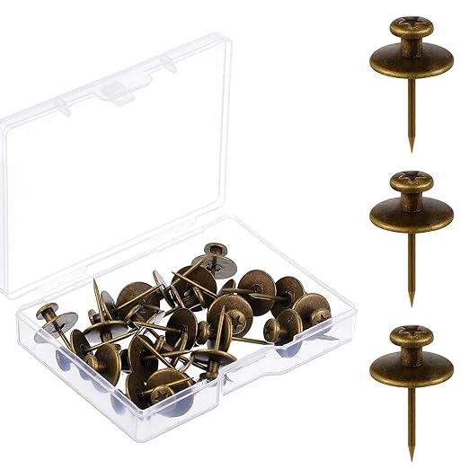 Push Pins Picture Hangers Double Headed Thumb Tacks Wall Hooks for Wall Hangings Picture Hangers Nails Small Photo Hanging Hook Pins for Home Office Photo Decor(Bronze,25 Pieces)