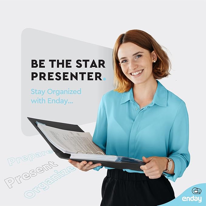 1 Inch 3 Ring Binder 1” Binder Black Clear View Cover with 2 Inside Pockets, Colored School Supplies Office and Home Binders – by Enday