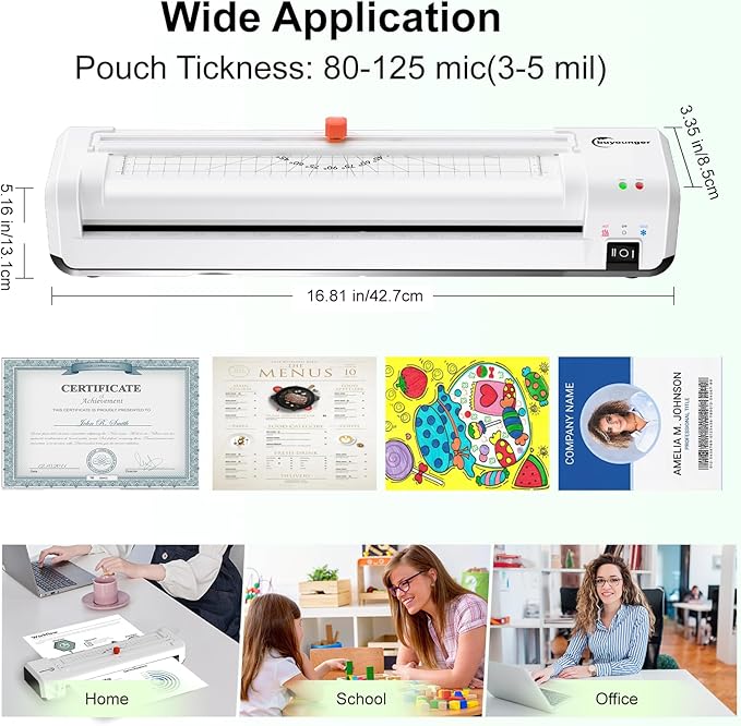 Laminator Machine, A3 Laminator Machine with 30 Laminating Sheets, 13 Inch Laminating Machine with Built-in Paper Cutter & Corner Rounder, Thermal and Cold 11X17 for Home School Office