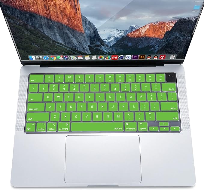 MOSISO Keyboard Cover Skin Compatible with MacBook Air 15 inch M3 A3114 M2 A2941/Air 13.6 A3113 A2681/Pro 14/16 M4 M3 M2 M1, Lime Green