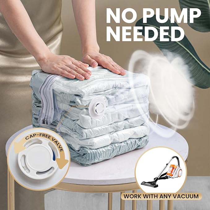 TAILI 6 Pack Vacuum Storage Bags, Cube Space Saver Bags Combo (3 Jumbo +3 Medium), Vacuum Seal Bags for Bedding, Clothing, Comforters, Blankets, Closet Oragnizer and Storage