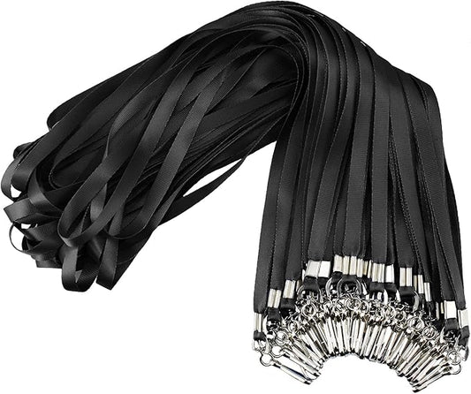 Black Lanyards Bulk 50 Packs Lanyards for ID Badges,Lanyards with Swivel Hook Clips for Name Tag Lanyard ID Holder