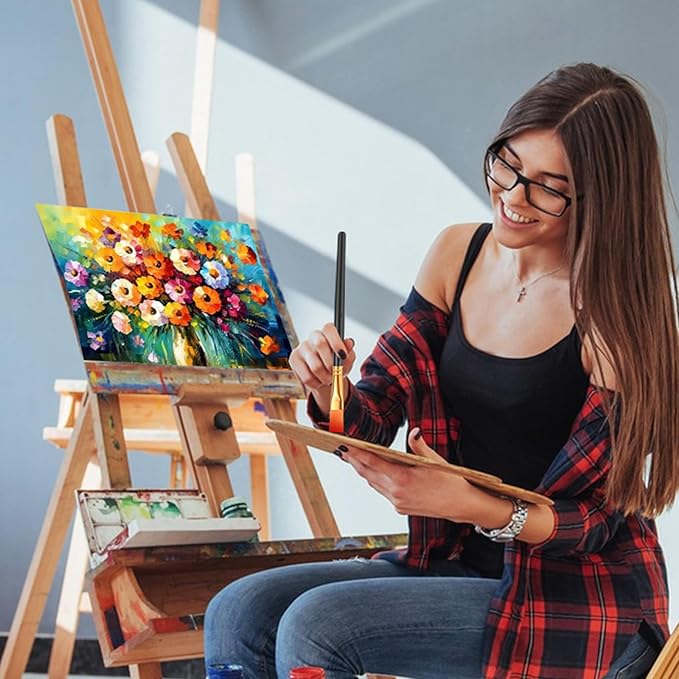 ESRICH Paint Brushes Set,2 Packs 20 Pcs Acrylic Paint Brush Set,Watercolor Oil Acrylic Nylon Hair Brushes,Artist Paintbrushes for Acrylic Oil Watercolor Painting Artist Professional Kits,Black