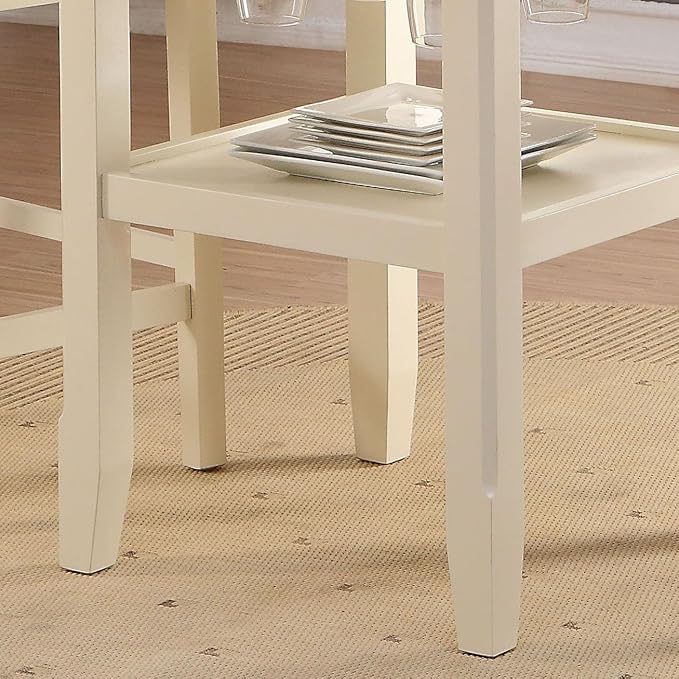 2-Tier Cream Counter Height Table, Ideal for Entertaining or Workspaces, Includes Shelves for Organization and Easy Setup with Instructions