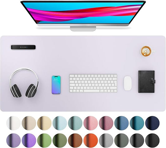Aothia Large PU Leather Desk Pad Protector – Non-Slip Mouse Pad & Writing Mat for Office/Home, Waterproof, Easy to Clean (36" x 17", Soft Lavender)