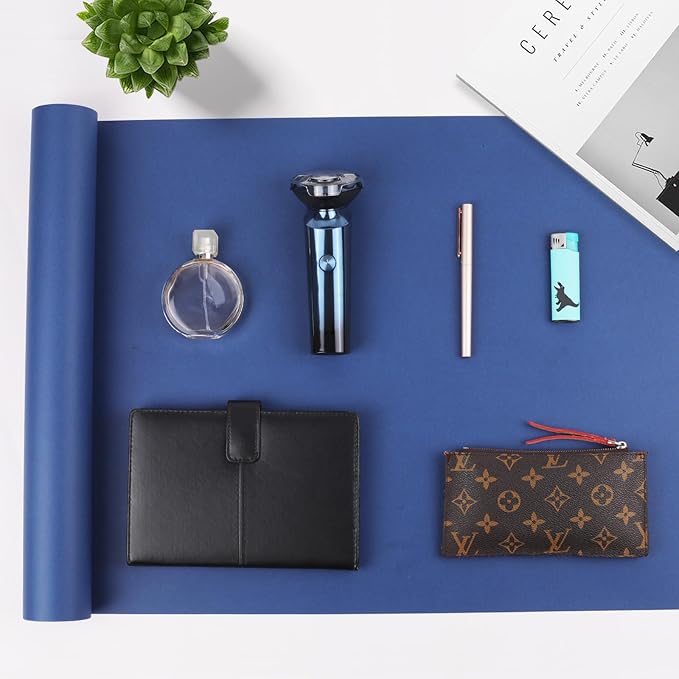 Vanhench Navy Blue Wrapping Paper 17.5"×963" (80 1/4FT), Birthday/Fathers Day Wrapping Paper, Art Craft Paper, Bouquet Flower Poster, Blue Bulletin Board Paper 80GSM55LB