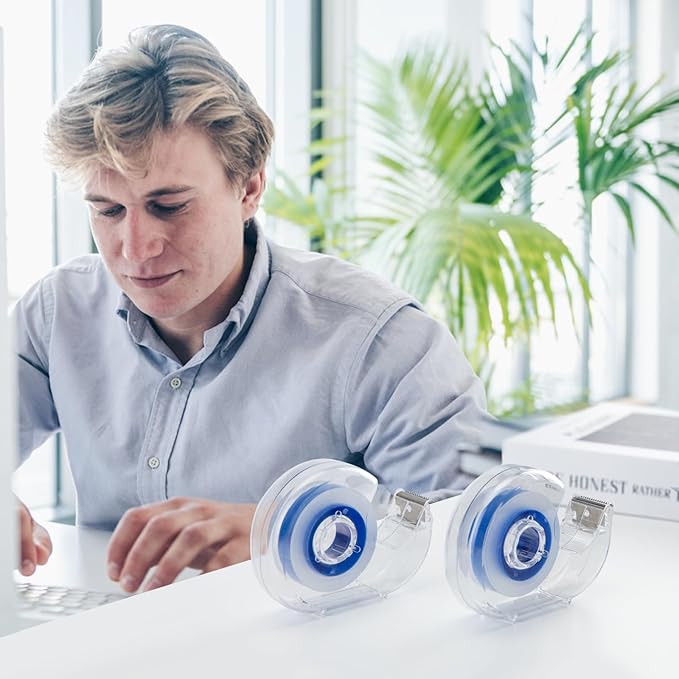 18 Pcs Transparent Tape with Dispenser, 0.7 x 1000 in Blue Core Clear Tape Rolls Bulk, Office Tape Refills for Desk, Craft, and Gift Wrapping