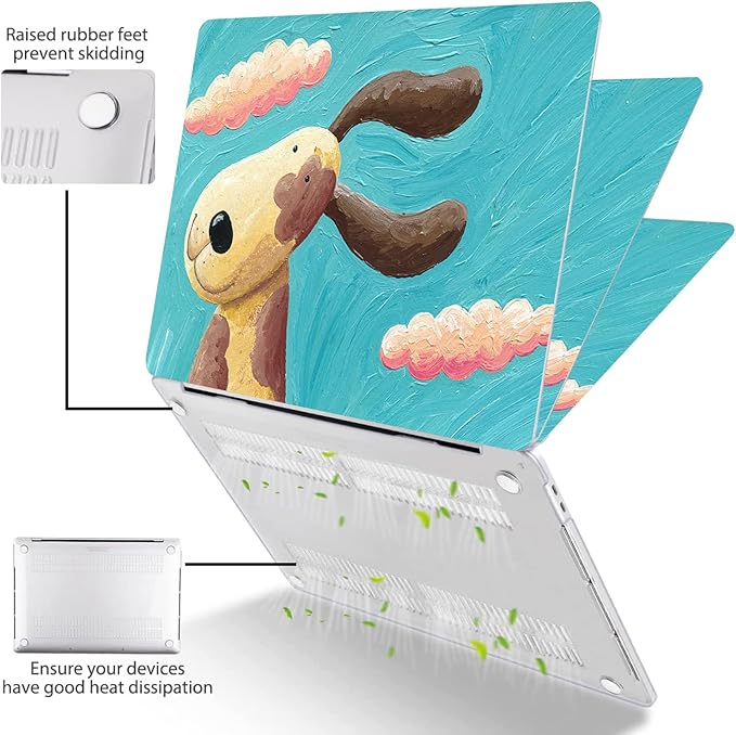 Compatible with MacBook Pro 13 Inch Case M2/M1 2025 2022-2017 A2338 A2289 A2251 A2159 A1989 A1706 A1708 Plastic Hard Shell Case&Keyboard Skin&Mac OS Keyboard Sticker (Oil Painting Dog)