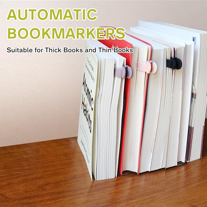 SMUK 3 Pieces Automatic Silicone Bookmarks, Page Holder Clip Bookmarks for Reading Women Men Book Lovers, Book Page Keeper Book Markers Reading Accessories Gifts