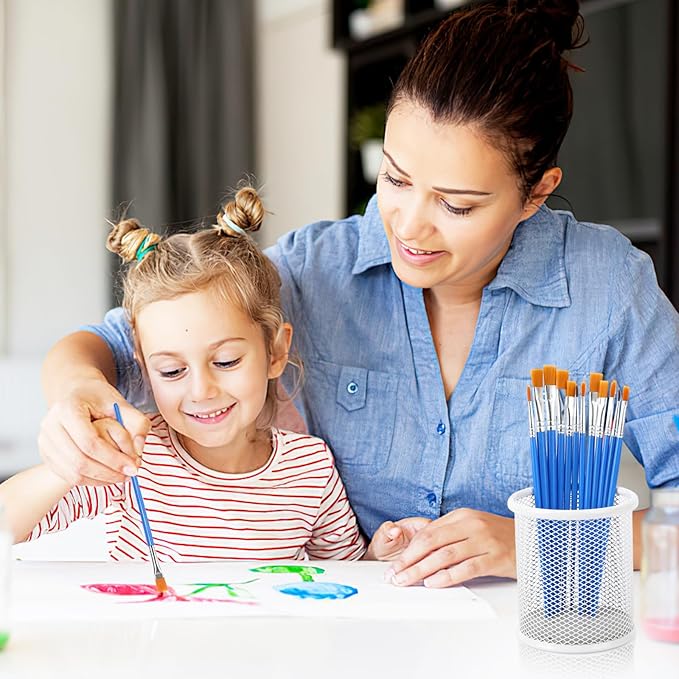 UPINS 11 Pcs Flat Paint Brushes Fine Detail Paint Brush Miniature Small Brush Bulk for Detail Painting Mixed Sizes