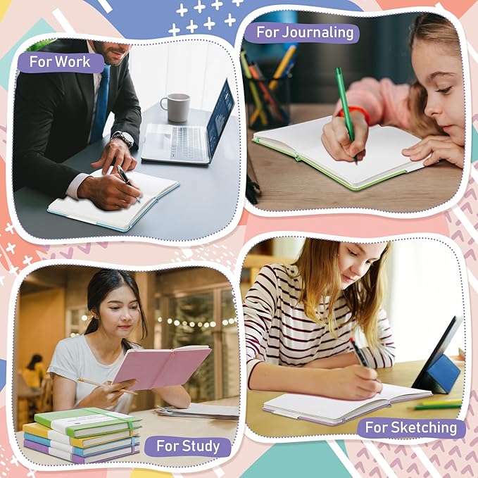 10 Pack Bullet Dotted Journal Notebook Bulk, A5 Dot Grid Notebook with 100 GSM Paper, Leather Hardcover Dotted Journal with 160 Pages for Women Men Writing Journaling Planning, 5.7 x 8.3 Inch