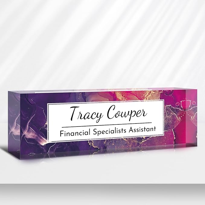 Desk Name Plate Personalized, Custom Name Plate for Desk, Acrylic Desktop Accessories, Office Gift & Decor for Women Men, Teacher Nurse Boss Employee Appreciation Gifts