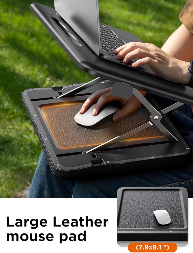 SAIJI Height & Tilt Adjustable Lap Desk, Portable Laptop Stand for Bed, Car, Couch and Recliner, Foldable Lap Desks - Up to 15.6 Inch Laptops