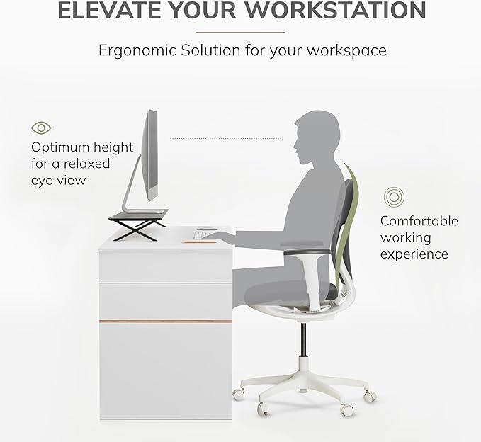 Anji Mountain Monitor Stand - Desktop Organizer & Laptop Riser, Ergonomic Monitor Riser, Space-Saving Monitor Stand for Desk, Durable Construction, Easy Assembly, Ideal for Home & Office,Black