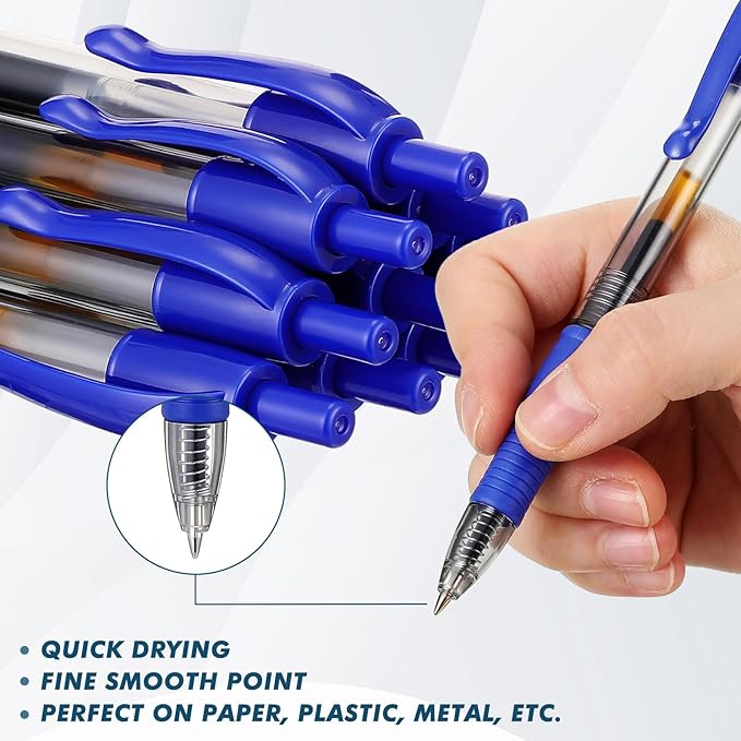 Jetec 500 Pcs Premium Gel Roller Pens Bulk, Fine Point 0.7 mm, Retractable Gel Ink Roller Ball Pens for Writing Journaling Taking Notes Office (Blue)