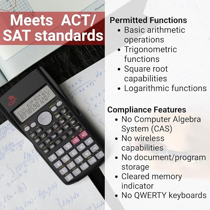 SC 216 Non Graphing Scientific Calculator for School by Red Star Tec – Black Math Calculator with 240 Functions, SAT Exam Ready, 2-Line Display, Trigonometry, Algebra & Statistics Support