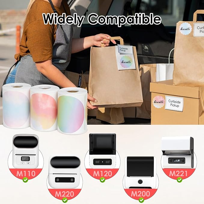 HuiJuKeJi 3 Rolls Thermal Round Label Paper,1.96 "x1.96 Gradient Label Maker Sticker for Phomemo M220/M200/M221/M110 Printer,Multi-Purpose Self-Adhesive Waterproof Labels for Barcode,DIY,Logo,Thanks