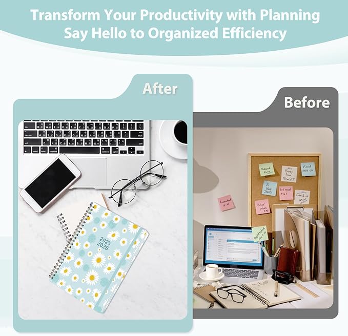 Planner 2025-2026 for Women & Men, Weekly and Monthly Calendar Notebook (July 2025 - June 2026), Hardcover Spiral Bound School Teacher Student Planner with Tabs, Inner Pocket, A5 (6.3" x 8.5")