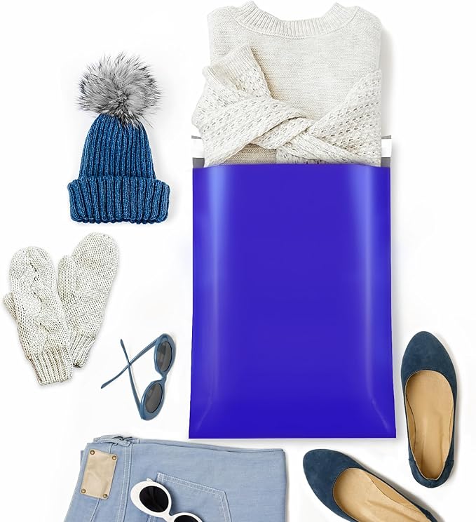 Fuxury 500 Pcs Poly Mailers 14.5x19 Inch, Bulk Shipping Bags for Clothing, Strong Adhesive Shipping Envelopes for Small Business Suppliers,Waterproof Mailers Poly Bags Mailing Envelopes Blue