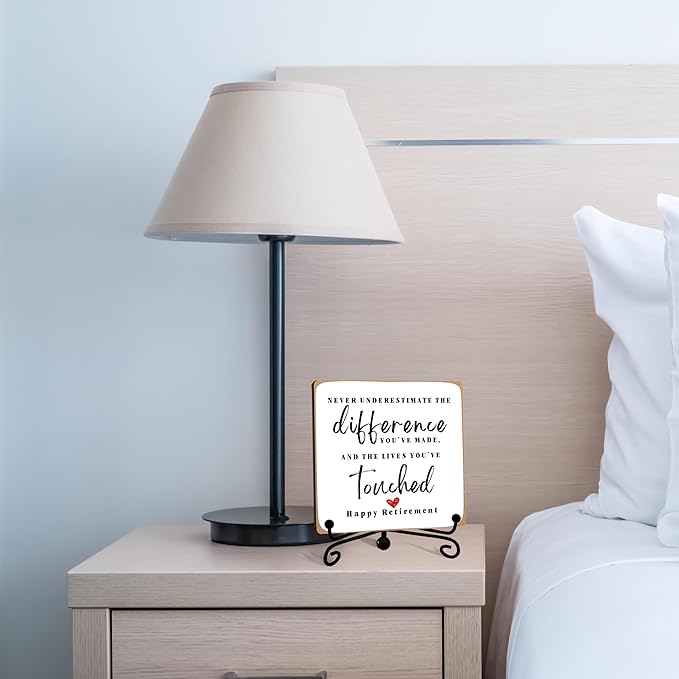 Home Office Desk Decor Wood Plaque with Stand, Coworker Gifts For Women Men Retirement Going Away Gift -A09