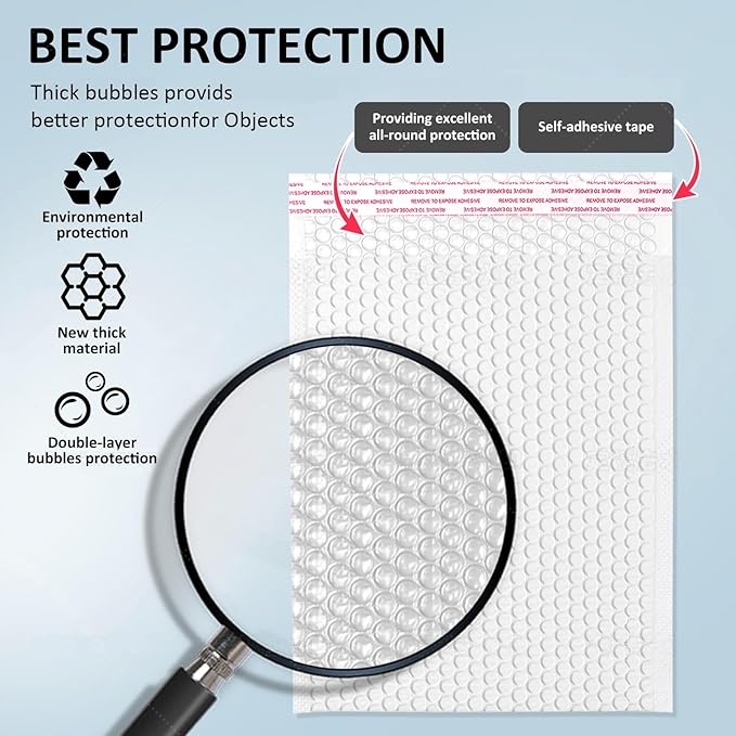 Bubble Mailers 8x12'' 100 Pack and 24PCS Fragile Stickers White Thick Waterproof Padded Poly Envelopes Bubble Wrap Mailers Self Seal Shipping Bags for Mailing Small Business Homes Envelope Mailers #2