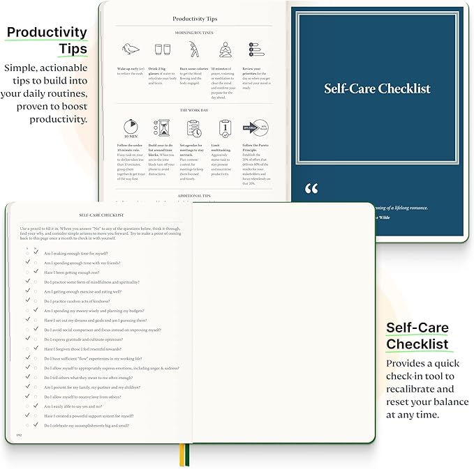 Roterunner Purpose Planner Notebook B5 7.5”x9.8” Undated 2025 Daily Weekly and Monthly Productivity Goal Setting Tool for Work Home ADHD for Adults Self Care Journal