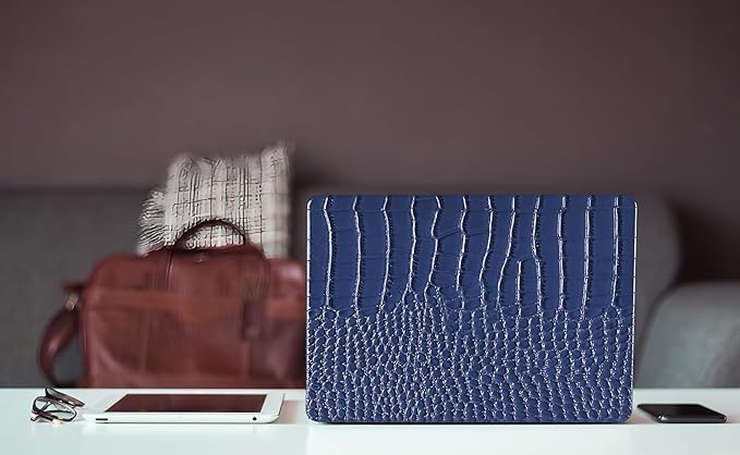 KEROM Compatible with Crocodile MacBook Air 13 inch Case 2021 2020 2019 2018 M1 A2337 A2179 A1932, Textured Elegant Luxury Aligator Skin Snakeskin PU Leather Hard Shell & Keyboard Cover, Blue