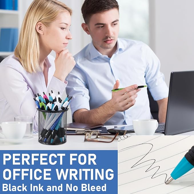 120 Pack Ballpoint Pens Bulk Retractable Ballpoint Pen 1.0mm Medium Point Black Ink Smooth Writing Soft Gripped No Smear for Teacher School Office Journaling Supplies, 6 Colors