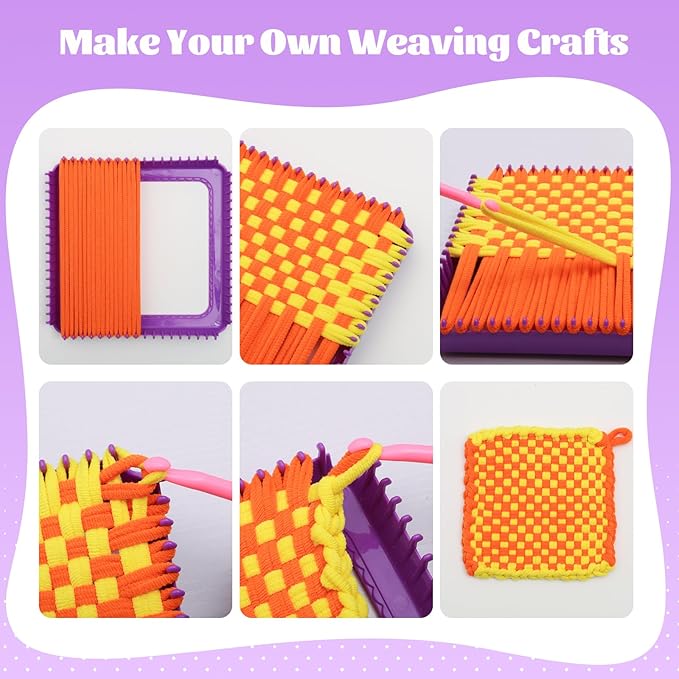 MagicKidz Weaving Loom Kit Toy - Birthday Gifts for Kids 6 7 8 9 10 11 12 Years Old - Arts and Crafts Kit for Girls Ages 6-8 10-12, DIY Potholder Knitting Kit with Loops