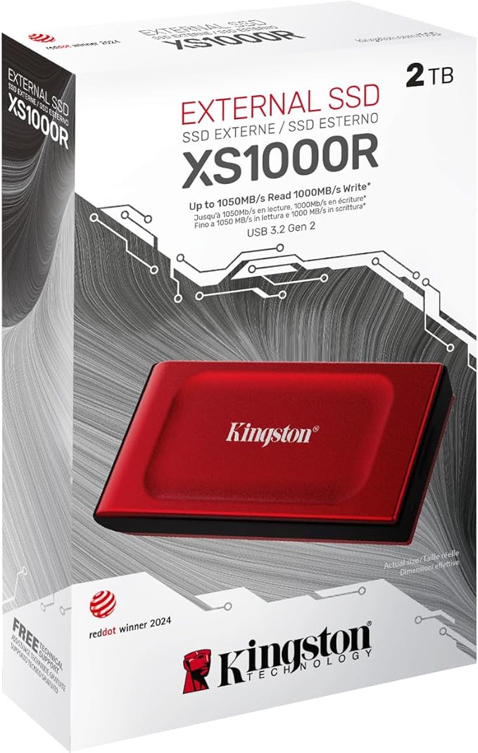 Kingston XS1000R 2TB SSD | Pocket-Sized | USB 3.2 Gen 2 | External Solid State Drive | Up to 1050MB/s | SXS1000R/2000G