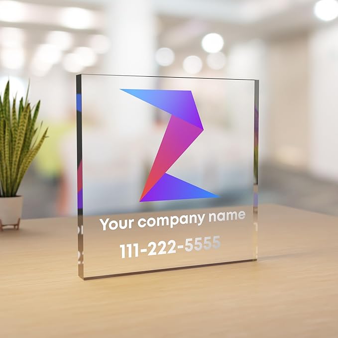 EGD Personalized Acrylic Business Logo Sign for Desk & Counter | Custom Vector Company Sign