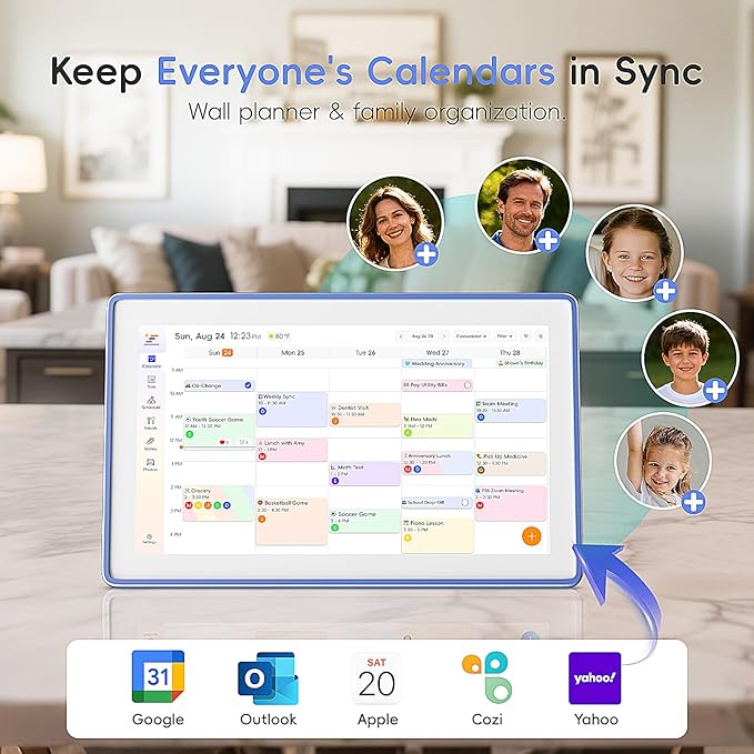 Westsee 15.6" Digital Wall Calendar Frame – Interactive Touchscreen Eletronic Calendars, Smart Family Planner for Schedule, Photo Display, Meals, Chore Chart & Tasks, Wall & Desk Mountable (Ultramarine)