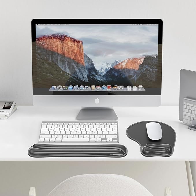 Gel Mouse pad & Keyboard Wrist Rest Set, Ergonomic Keyboard and Mousepad with Wrist Support, Keyboards Wrist Rest, Computer Keyboards Pad, Cooling Gel Black