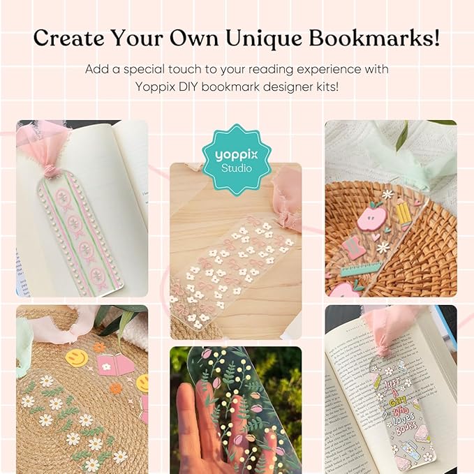 6x2” Acrylic Bookmark Blanks- 20 Set Bookmark Making Kit with 20 UV DTF Stickers About Flower Theme 20 Ribbon 80 Bookish Stickers for DIY Your Crafts Gift for Book Lover