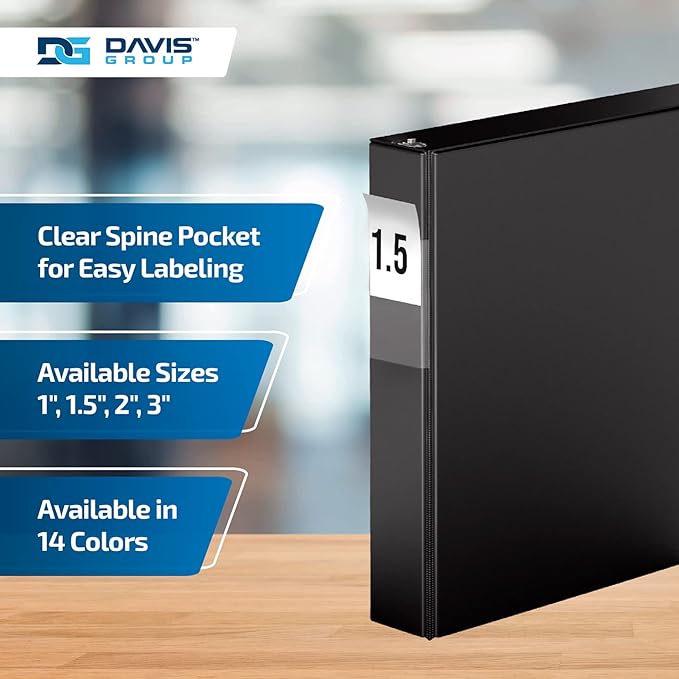 Premium Economy 6-Pack 3-Ring Binders for School or Office, Round-Ring Binders, 1.5 Inch, Black