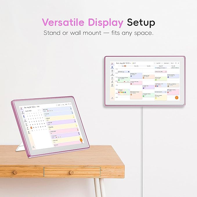 Westsee 15.6" Digital Wall Calendar Frame – Interactive Touchscreen Eletronic Calendars, Smart Family Planner for Schedule, Photo Display, Meals, Chore Chart & Tasks, Wall & Desk Mountable (Pink)