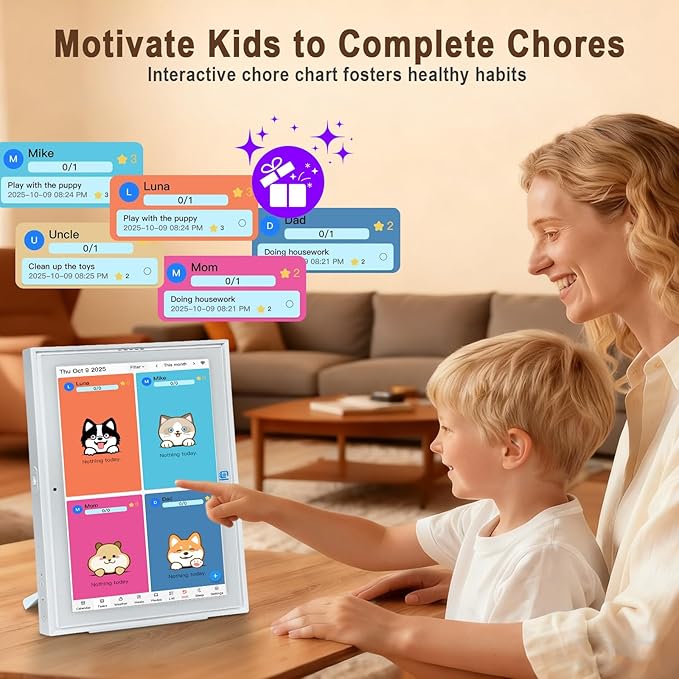 Digital Calendar 15.6 Inch Smart Family Planner & Chore Chart, 1920×1080P Full HD Touchscreen Interactive Display, WiFi Sync, Wall & Desk Mountable, Meal Planner & Home Organizer for Family Schedules & Routines, 2025 Calendar