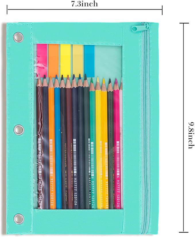 YoeeJob Pencil Pouch for 3 Ring Binder, Zipper Binder Pencil Pouches Bulk, Pencil Case with Clear Window for College, Office, Pale Lake Orchid, 24 Packs