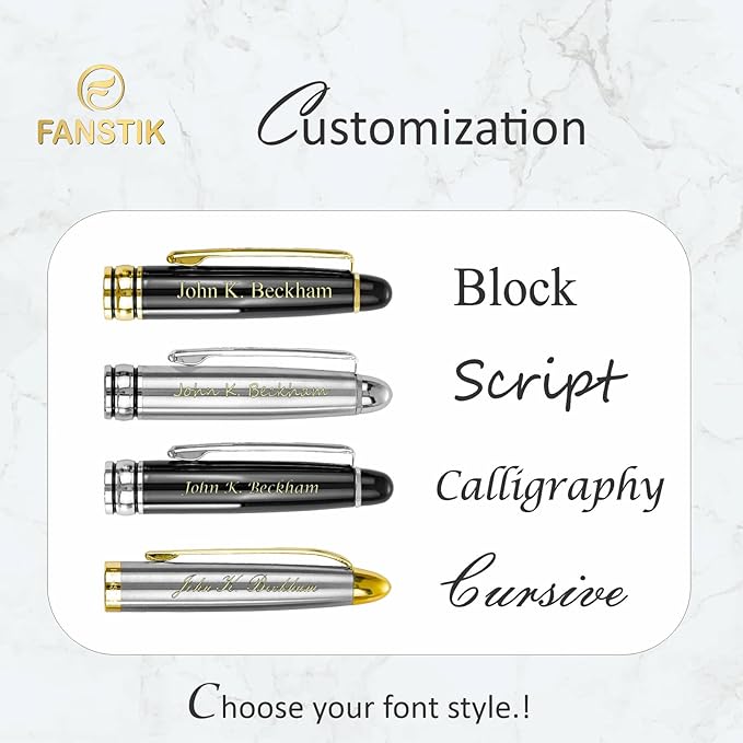 Customized BallPoint pen with name (MADE IN USA), stainless steel, Silver, luxury engraved pen personalized for men and for women. (BallPoint Silver)